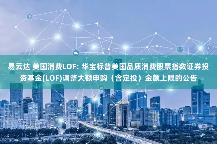 易云达 美国消费LOF: 华宝标普美国品质消费股票指数证券投资基金(LOF)调整大额申购（含定投）金额上限的公告